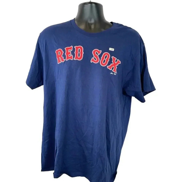 NEW Majestic MLB Boston Red Sox Short Sleeve T-Shirt Crew Neck Navy Blue Mens L - Picture 1 of 6